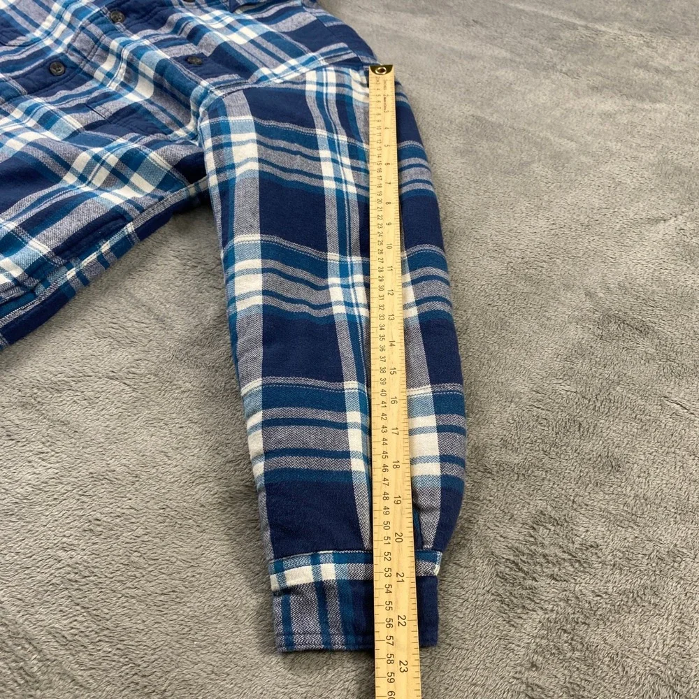 Wrangler Shirt Jacket Mens Small Blue Plaid Sherpa Lined Flannel Shacket HSP3SVB